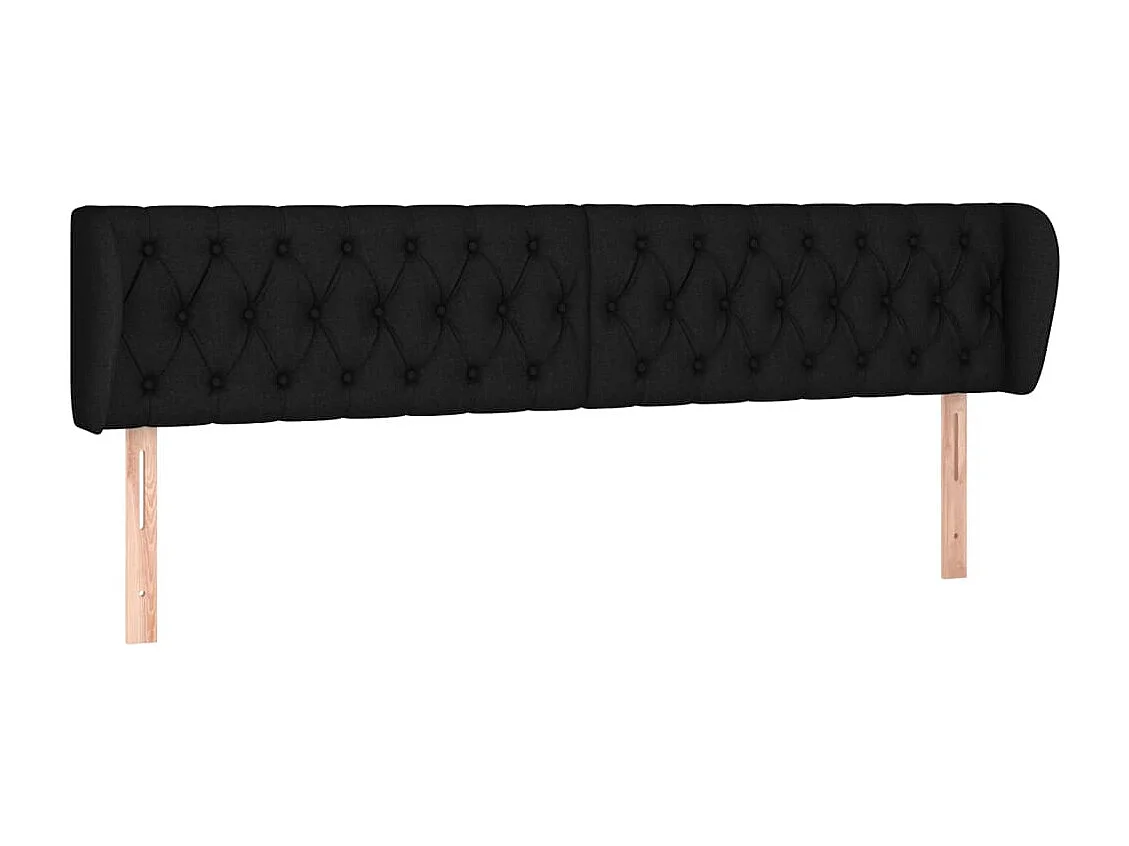 Tête de lit avec oreilles Noir 203x23x78/88 cm Tissu
