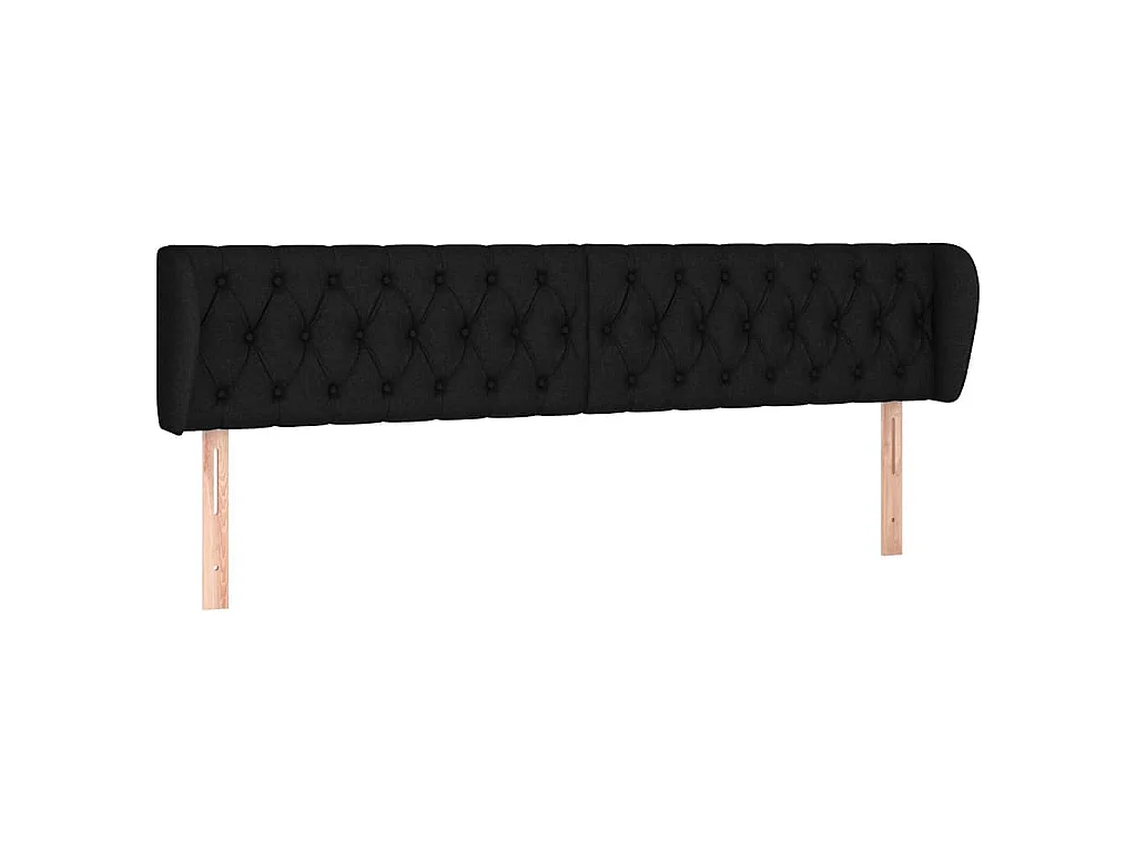 Tête de lit avec oreilles Noir 203x23x78/88 cm Tissu