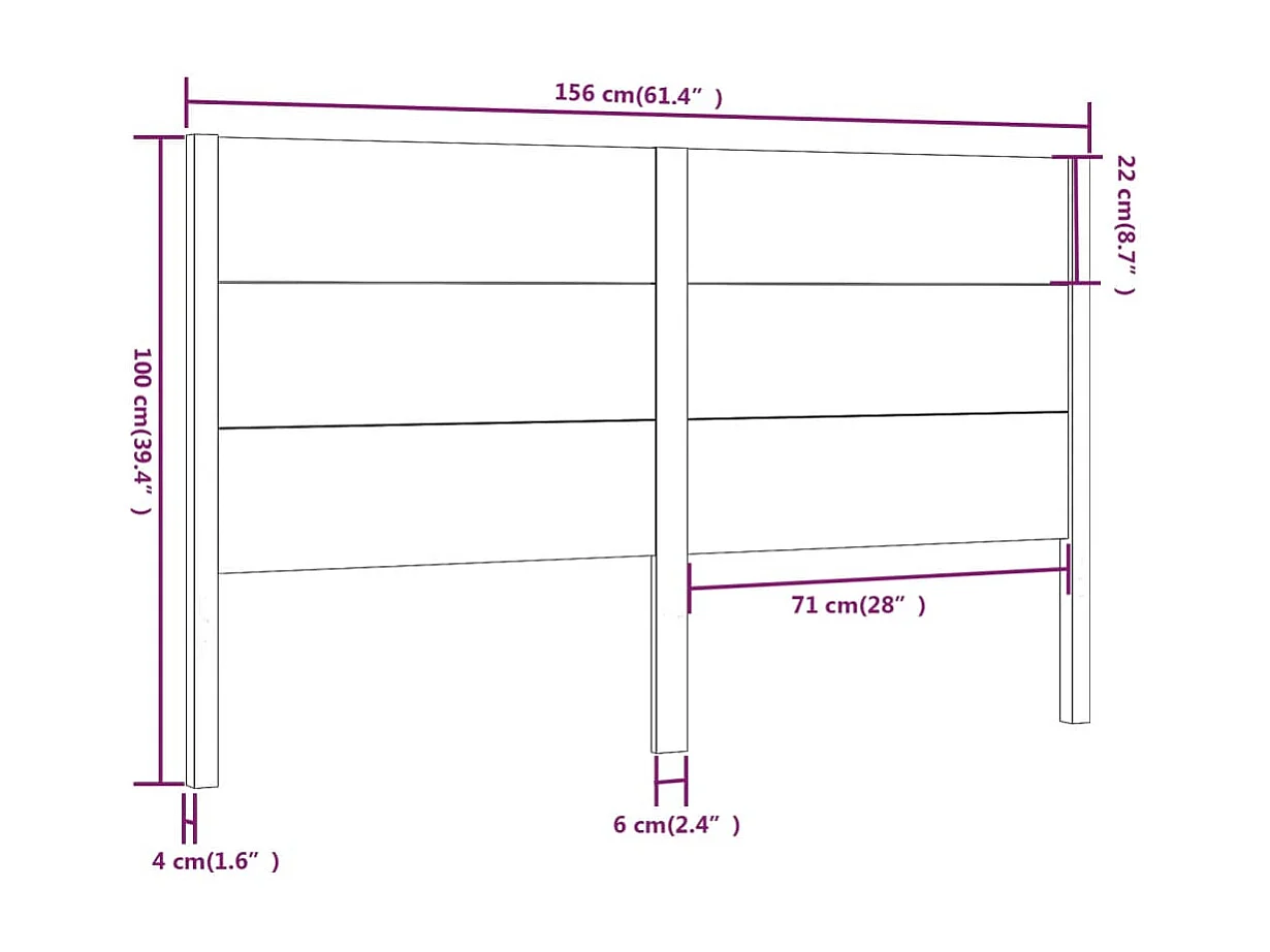 Tête de lit Blanc 156x4x100 cm Bois massif de pin