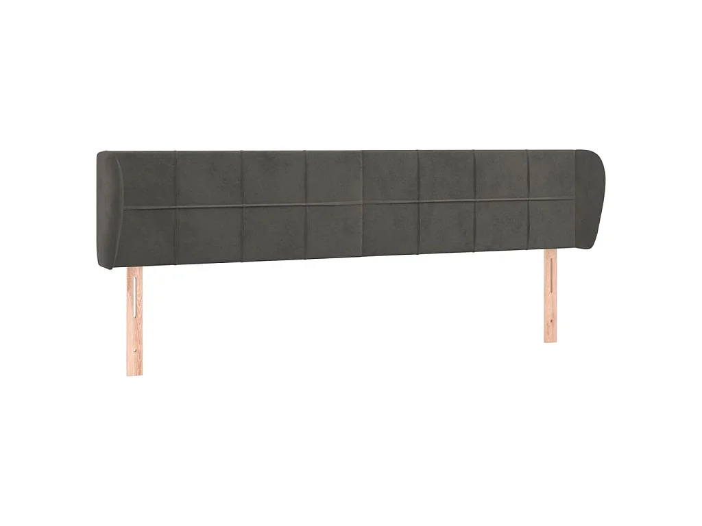 Hoofdbord met randen 203x23x78/88 cm fluweel donkergrijs