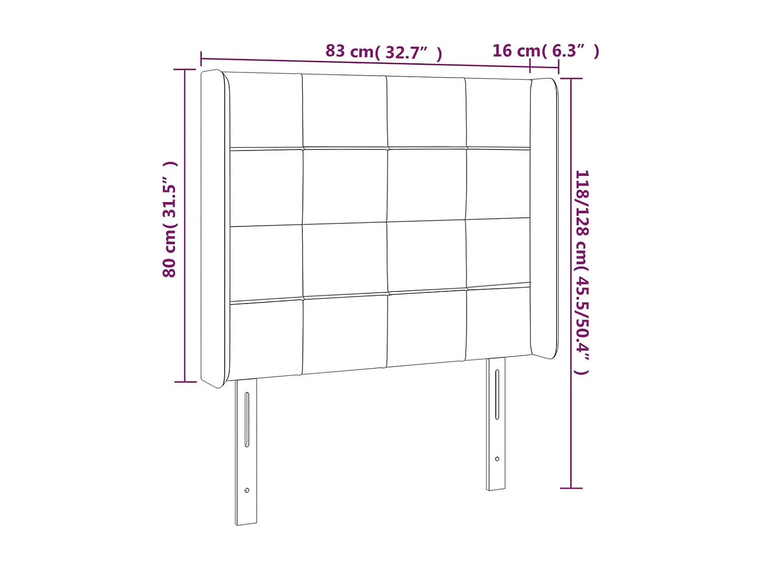 Hoofdbord LED 83x16x118/128 cm stof lichtgrijs