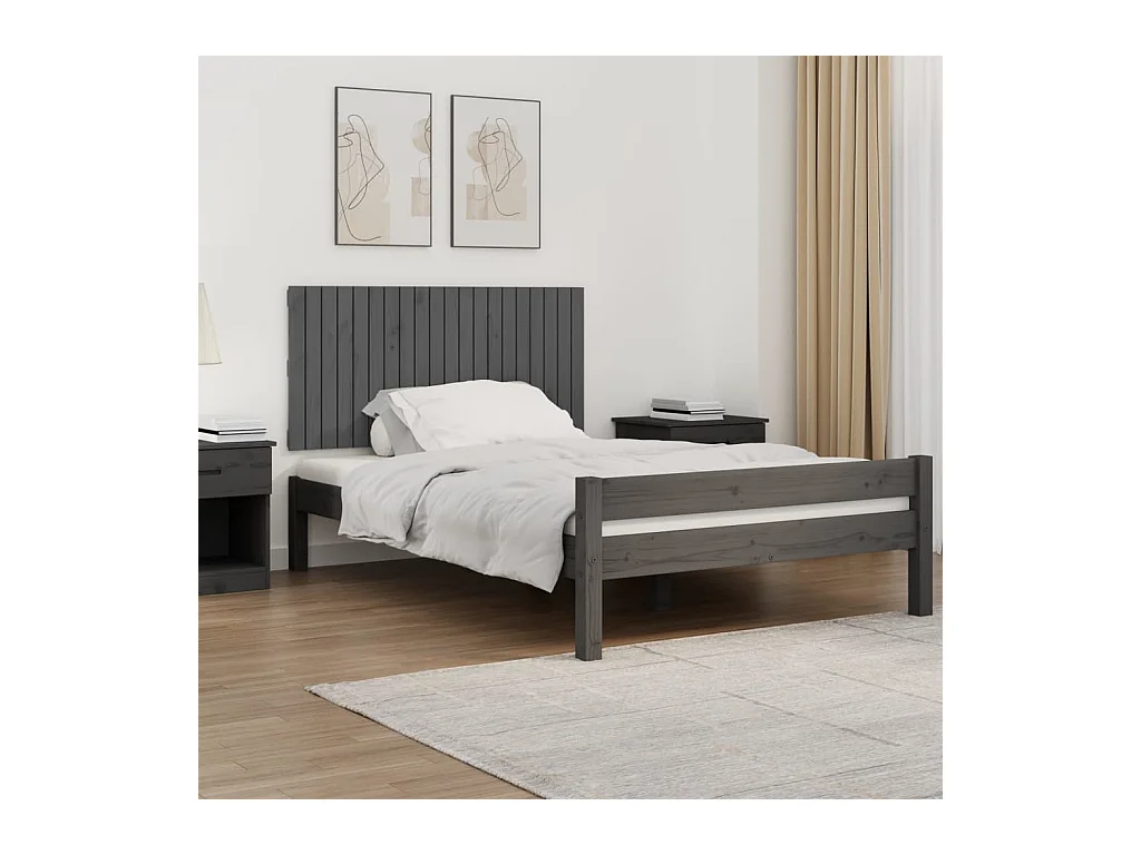 Tête de lit murale Gris 127,5x3x60 cm Bois massif de pin