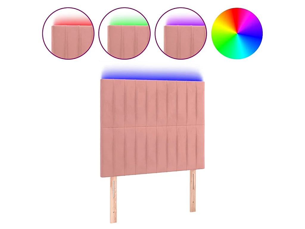 LED Kopfteil Rosa 100x5x118/128 cm Samt