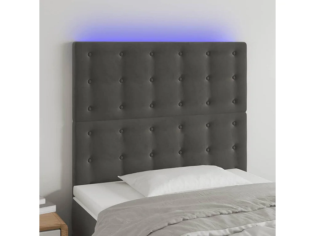 Tête de lit à LED Gris foncé 80x5x118/128 cm Velours