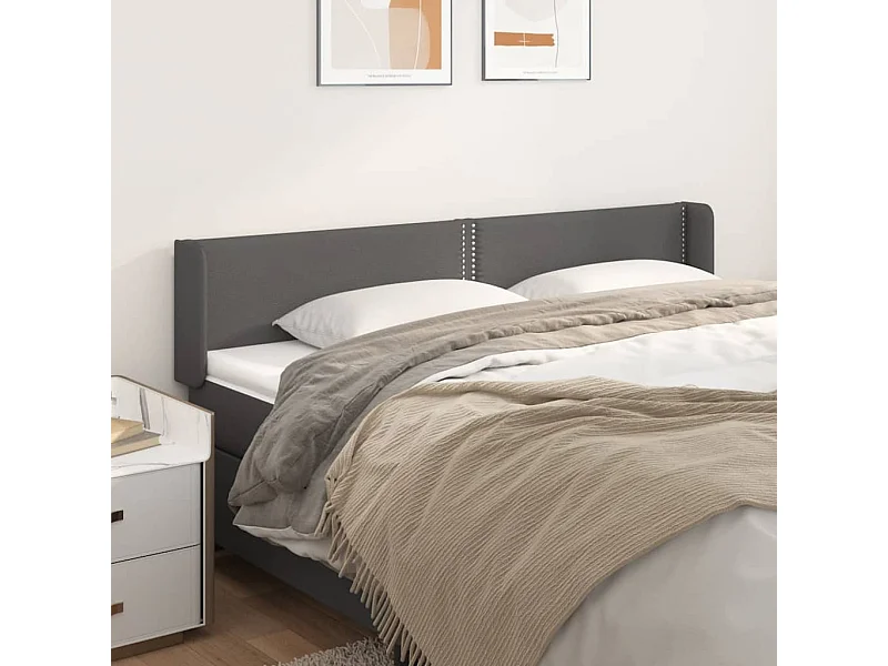 Kopfteil mit Ohren Grau 203x16x78/88 cm Kunstleder