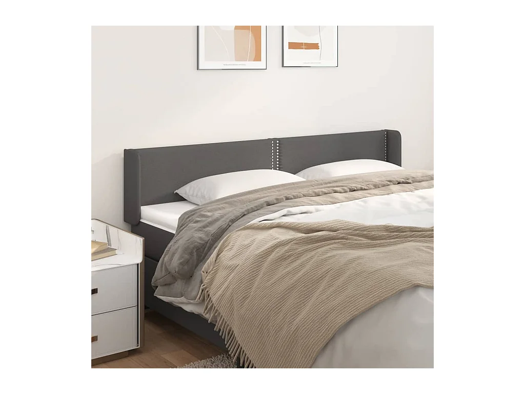 Tête de lit avec oreilles Gris 203x16x78/88 cm Similicuir