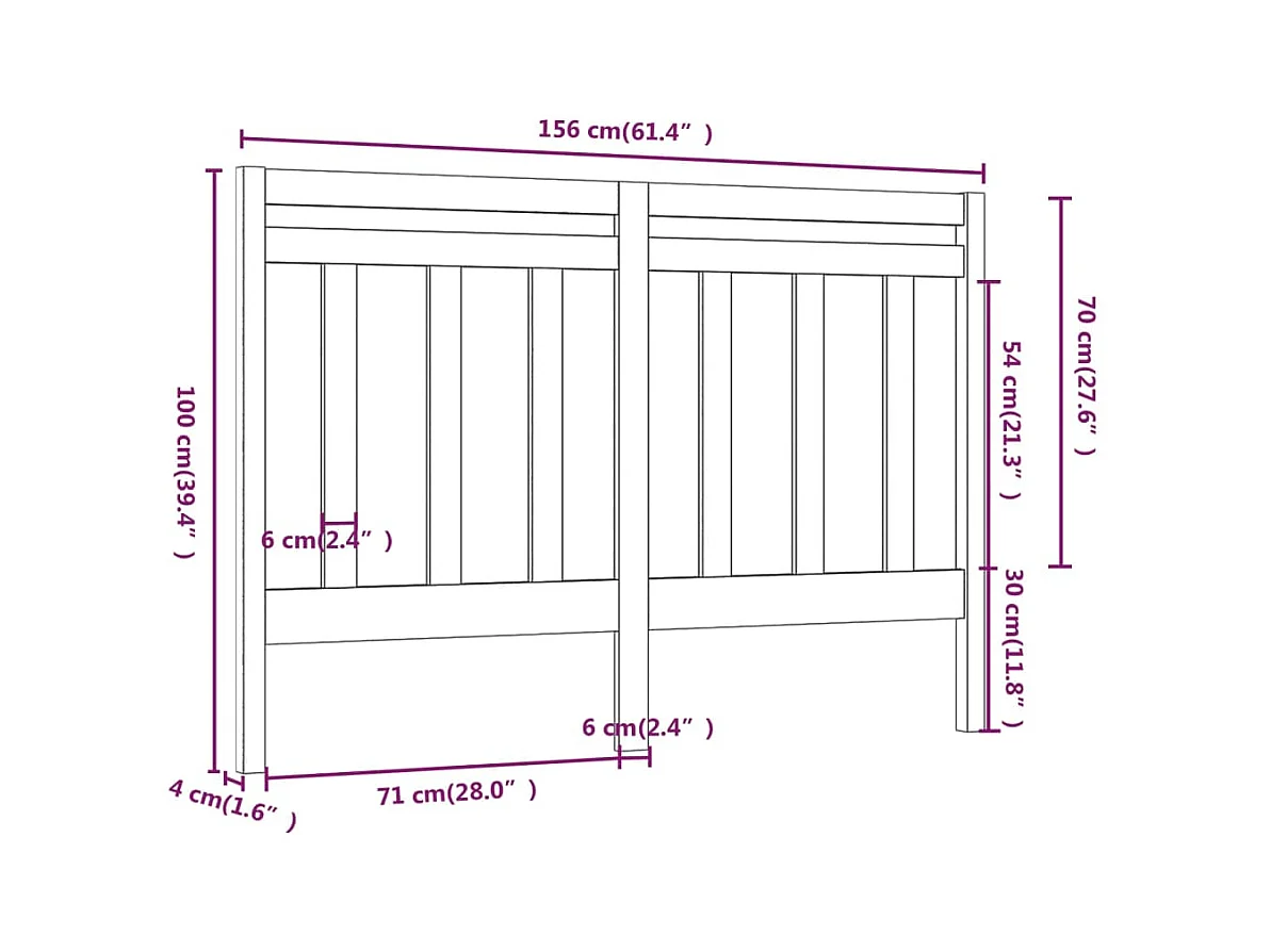Tête de lit Gris 156x4x100 cm Bois massif de pin