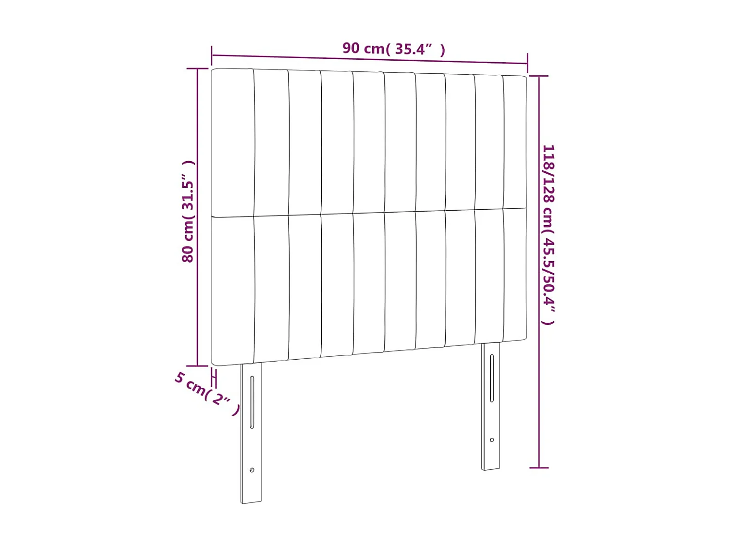 Hoofdbord lichtgrijs 90x5x118/128 cm stof