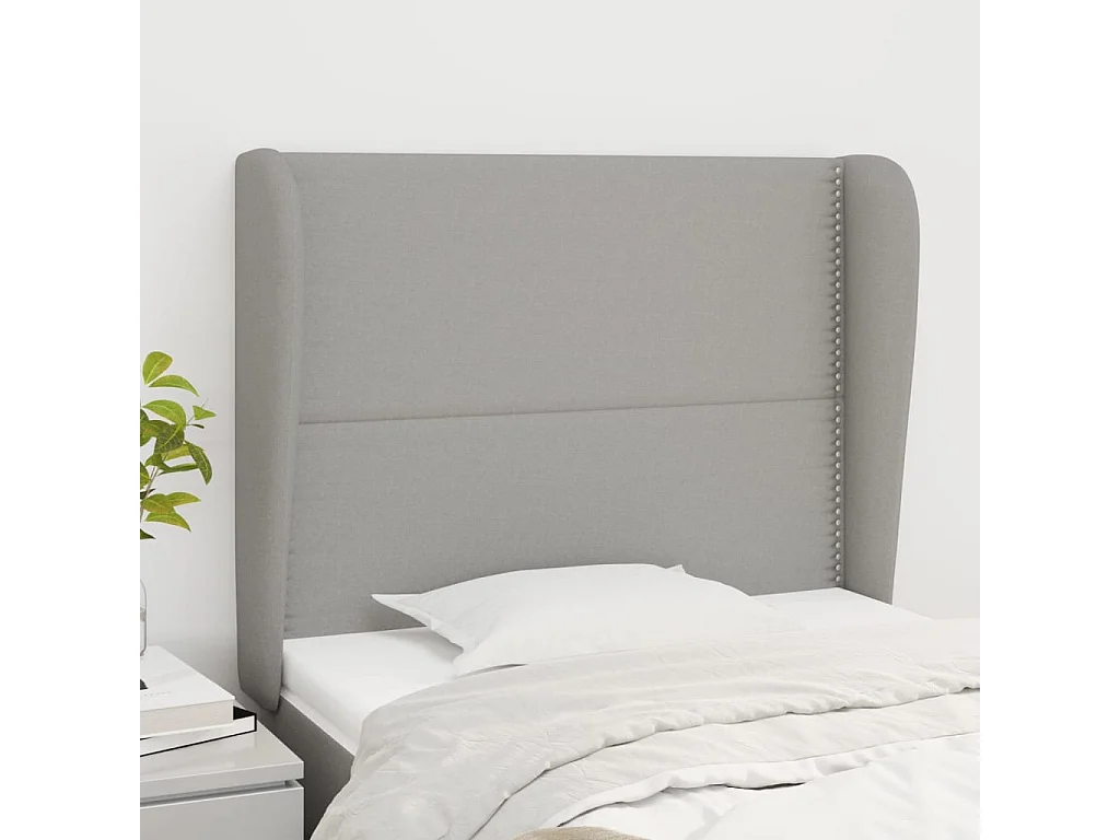 Testiera ad Orecchio Grigio Chiaro 103x23x118/128 cm in Tessuto