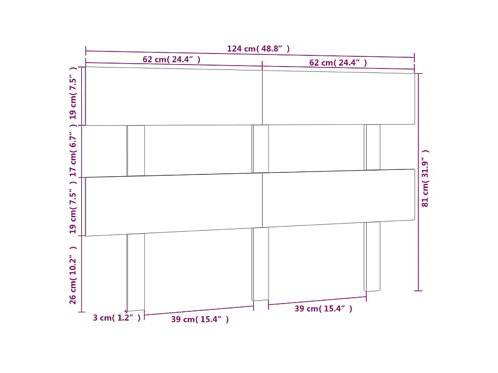 Tête de lit Gris 124x3x81 cm Bois massif de pin