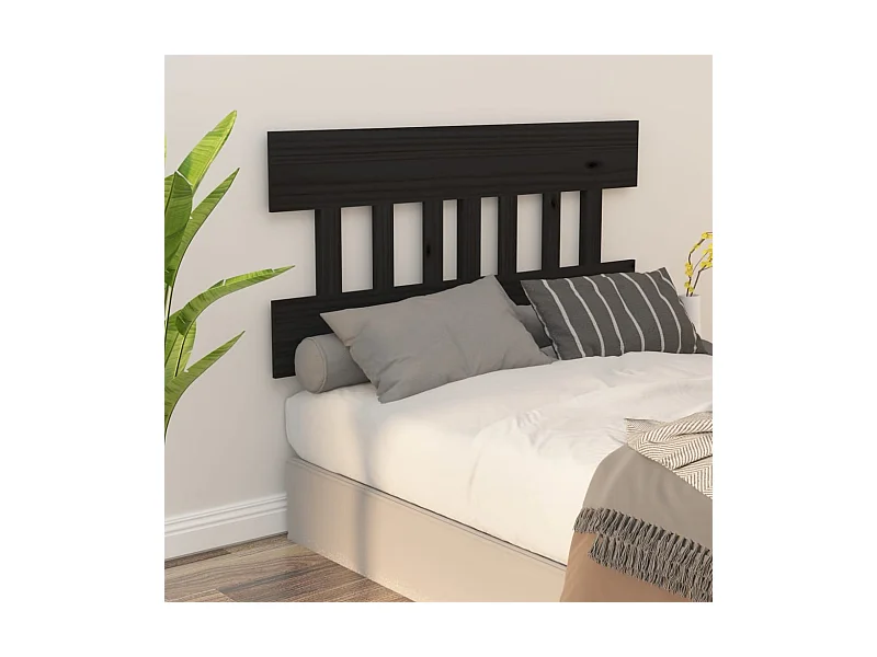 Tête de lit Noir 203,5x3x81 cm Bois massif de pin