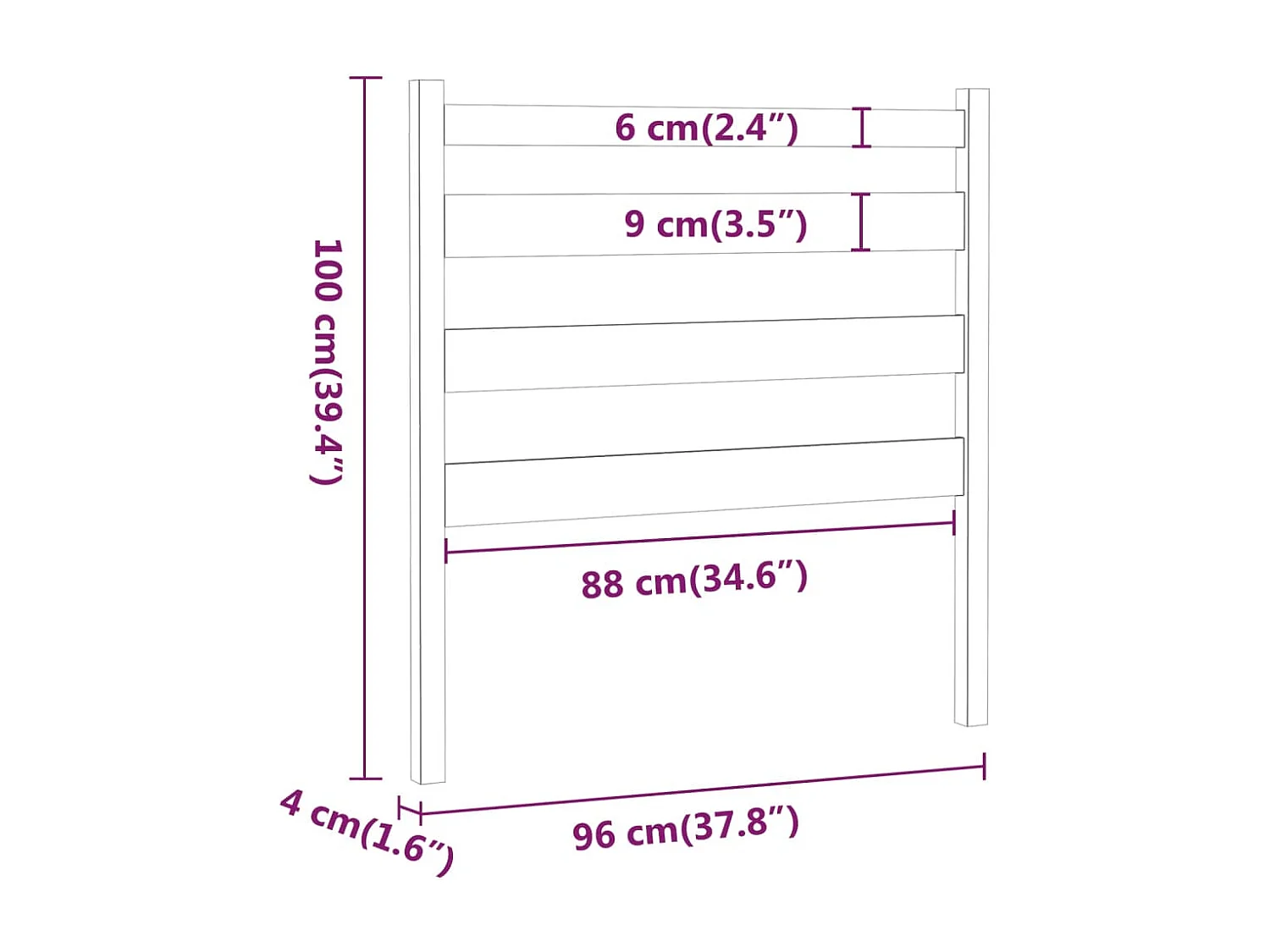 Cabeceira de cama 96x4x100 cm pinho maciço cinzento