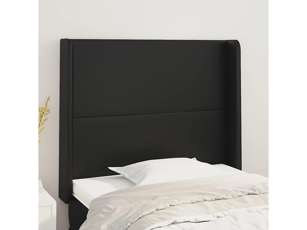 Testiera ad Orecchio Nera 83x16x118/128 cm in Similpelle