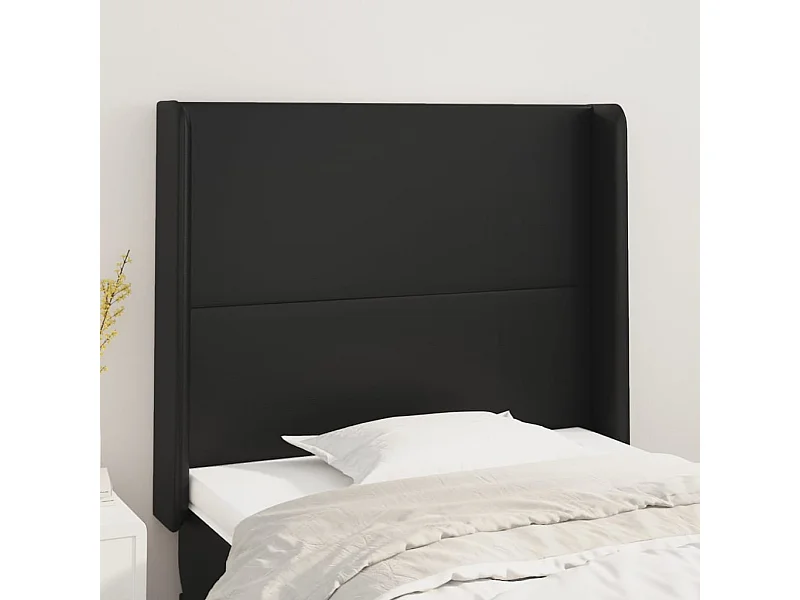 Kopfteil mit Ohren Schwarz 83x16x118/128 cm Kunstleder
