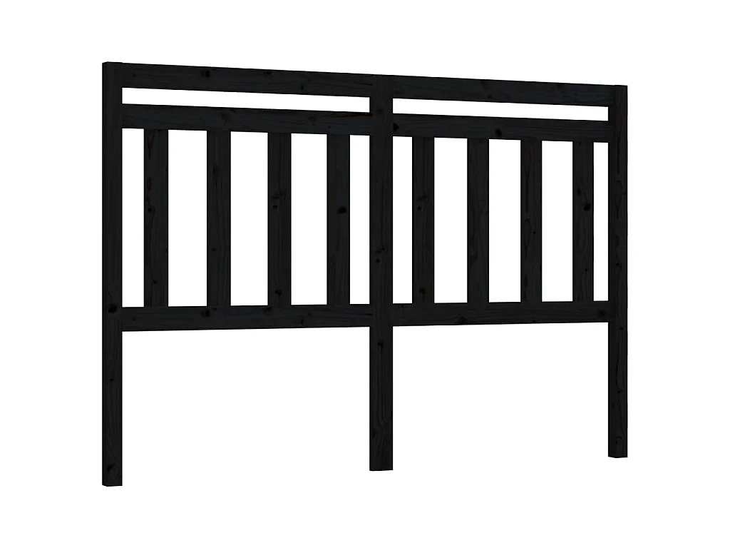 Tête de lit Noir 166x4x100 cm Bois massif de pin