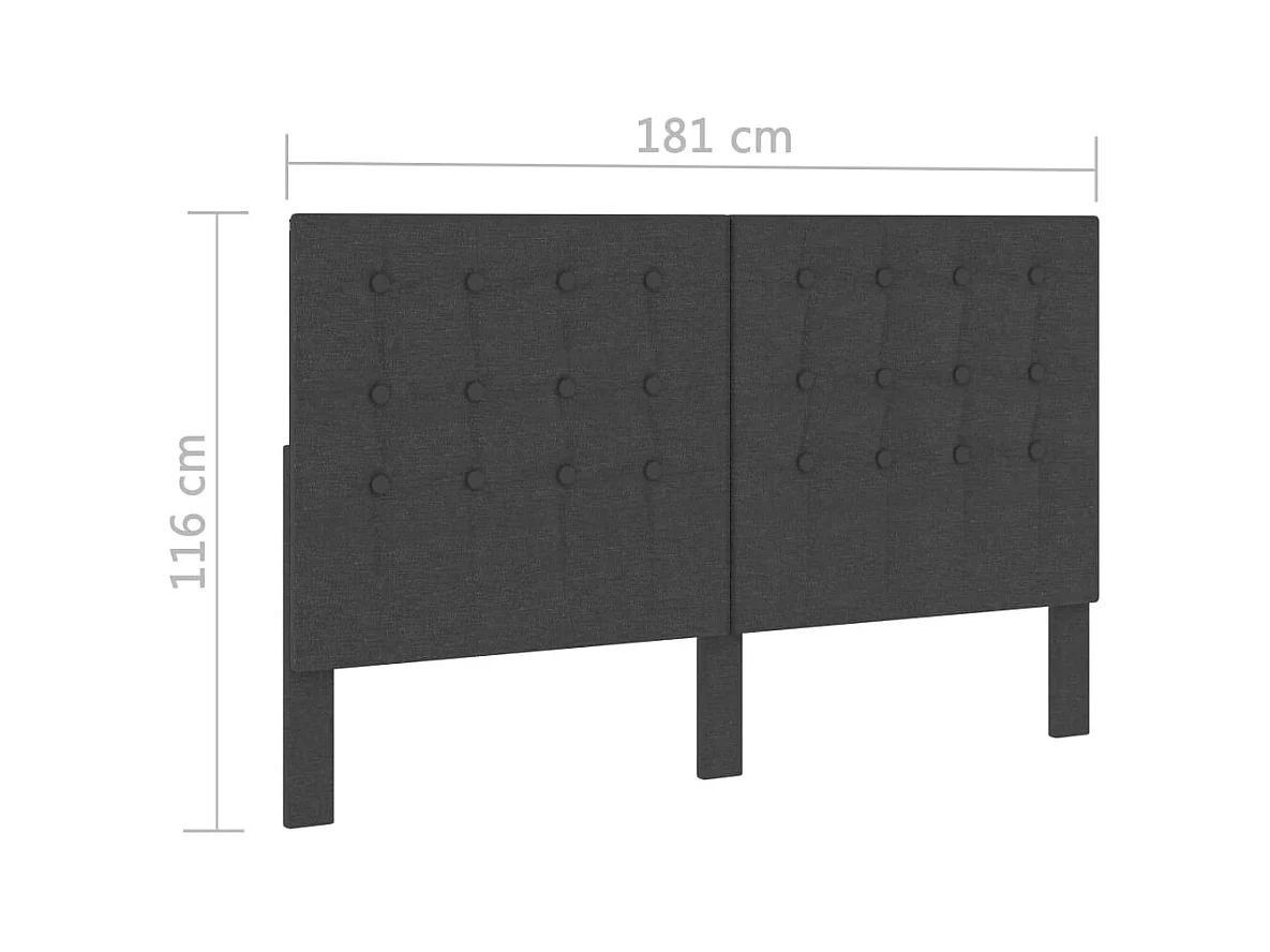 Kopfteil Getuftet Dunkelgrau Stoff 180 x 200 cm