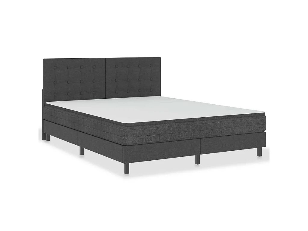 Testiera Letto Trapuntata Grigio Scuro in Tessuto 180x200 cm