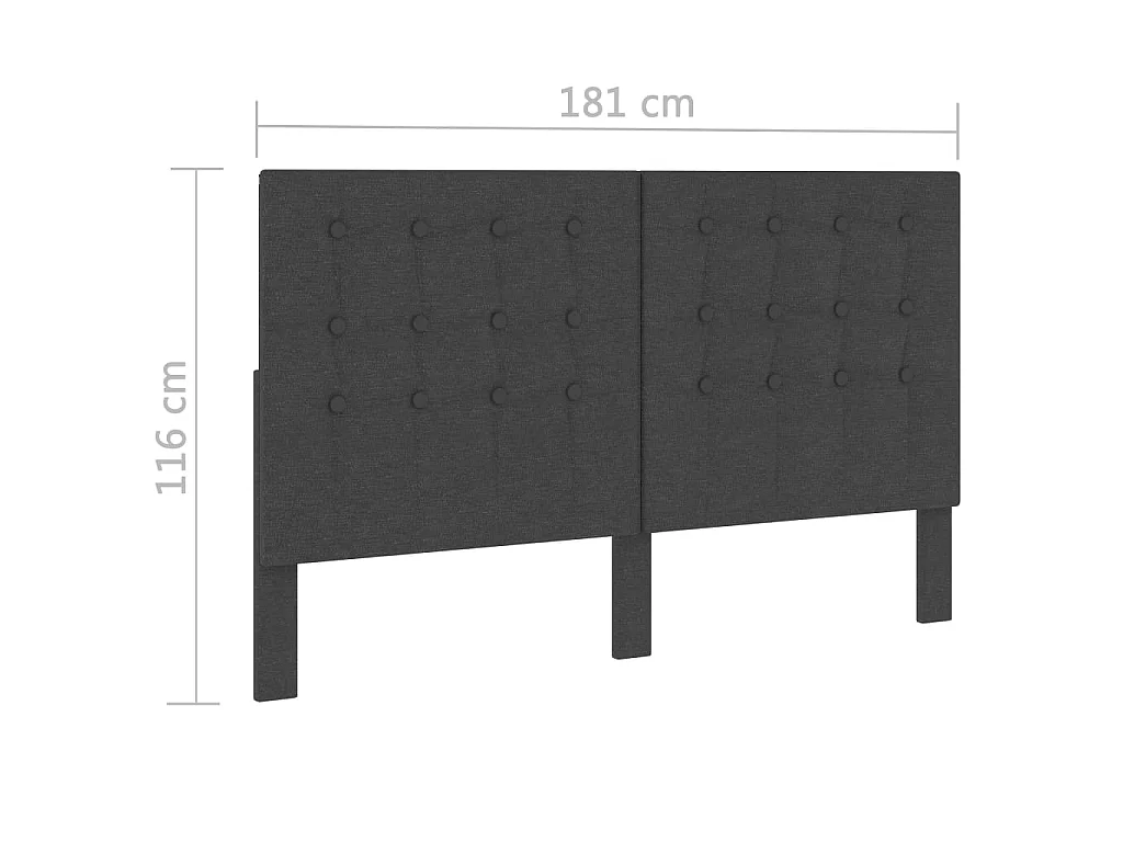 Testiera Letto Trapuntata Grigio Scuro in Tessuto 180x200 cm