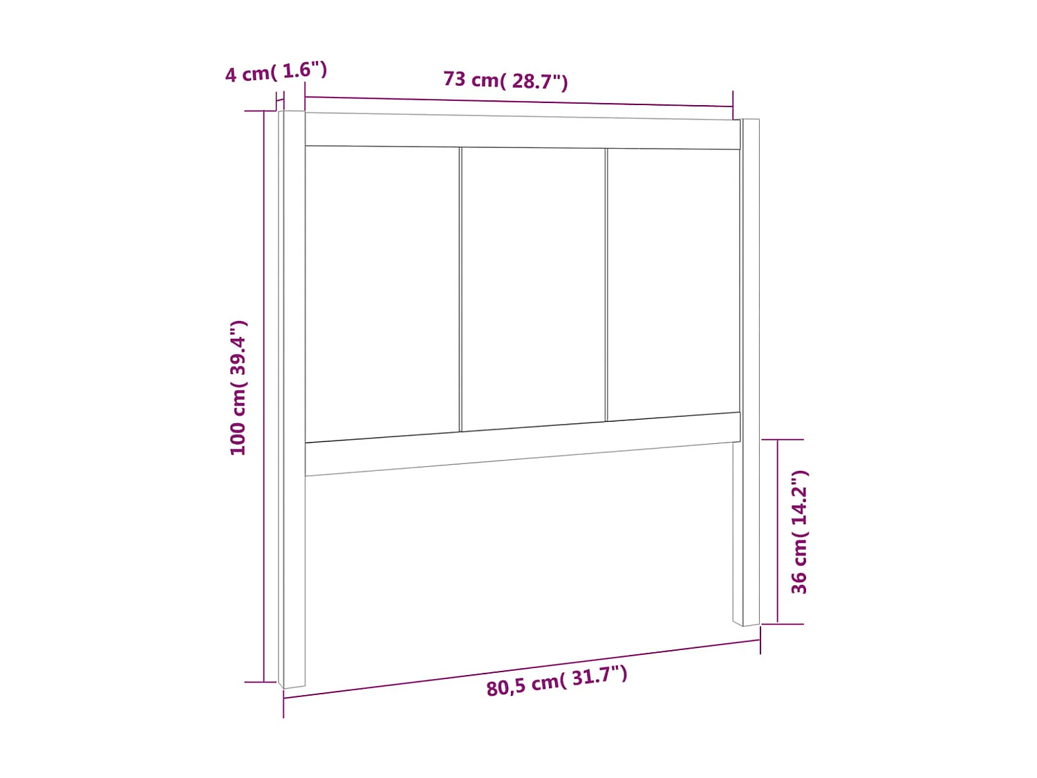 Tête de lit Noir 80,5x4x100 cm Bois massif de pin
