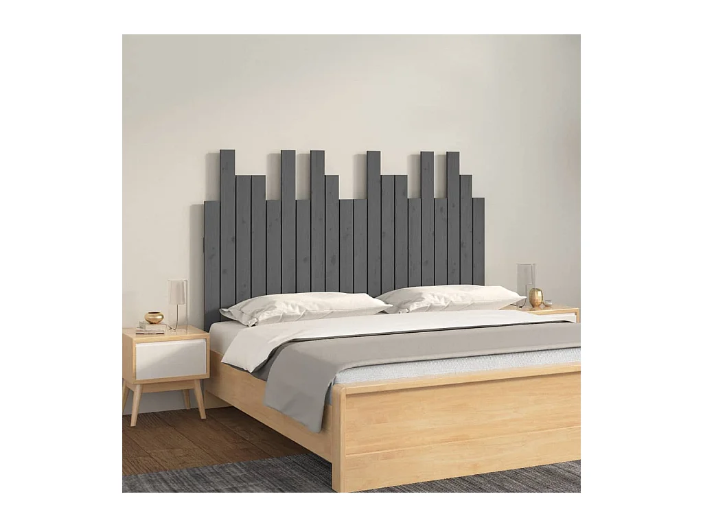 Tête de lit murale Gris 127,5x3x80 cm Bois massif de pin