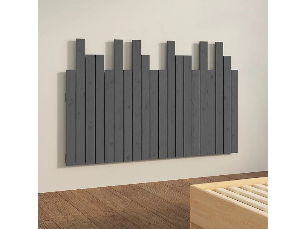 Tête de lit murale Gris 127,5x3x80 cm Bois massif de pin