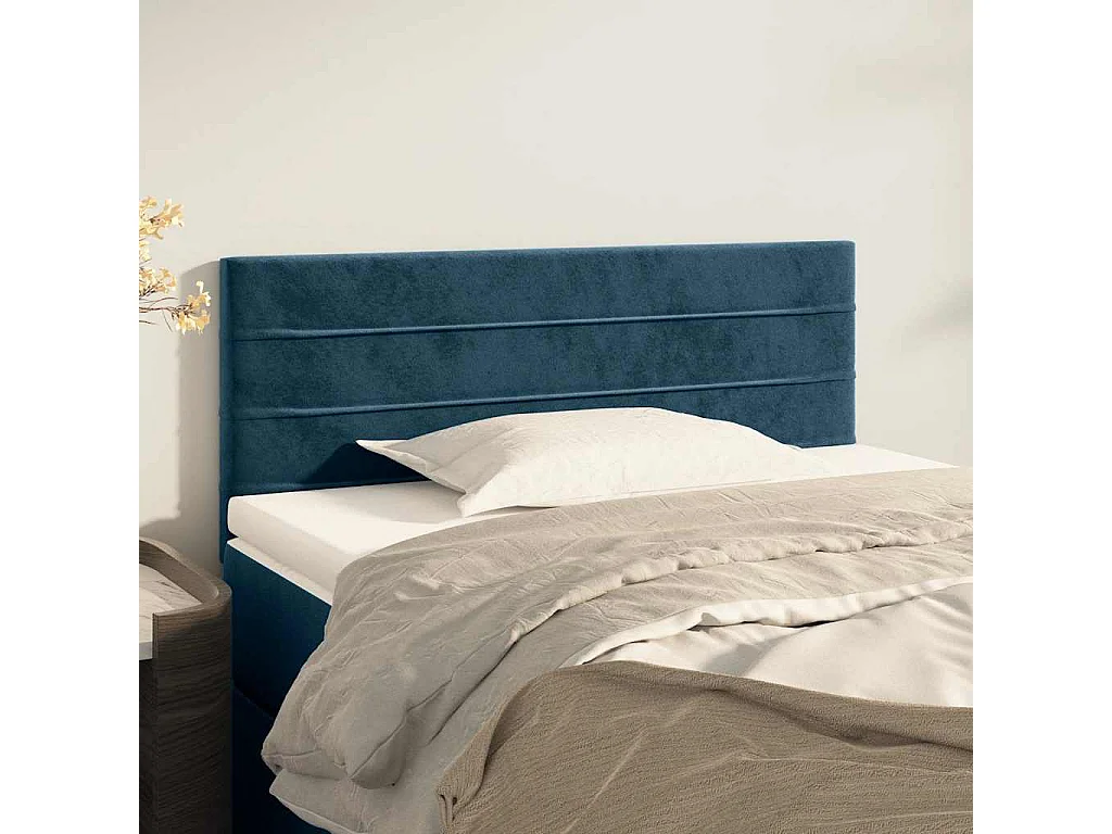 Cabeceira de cama veludo 90x5x78/88 cm azul-escuro