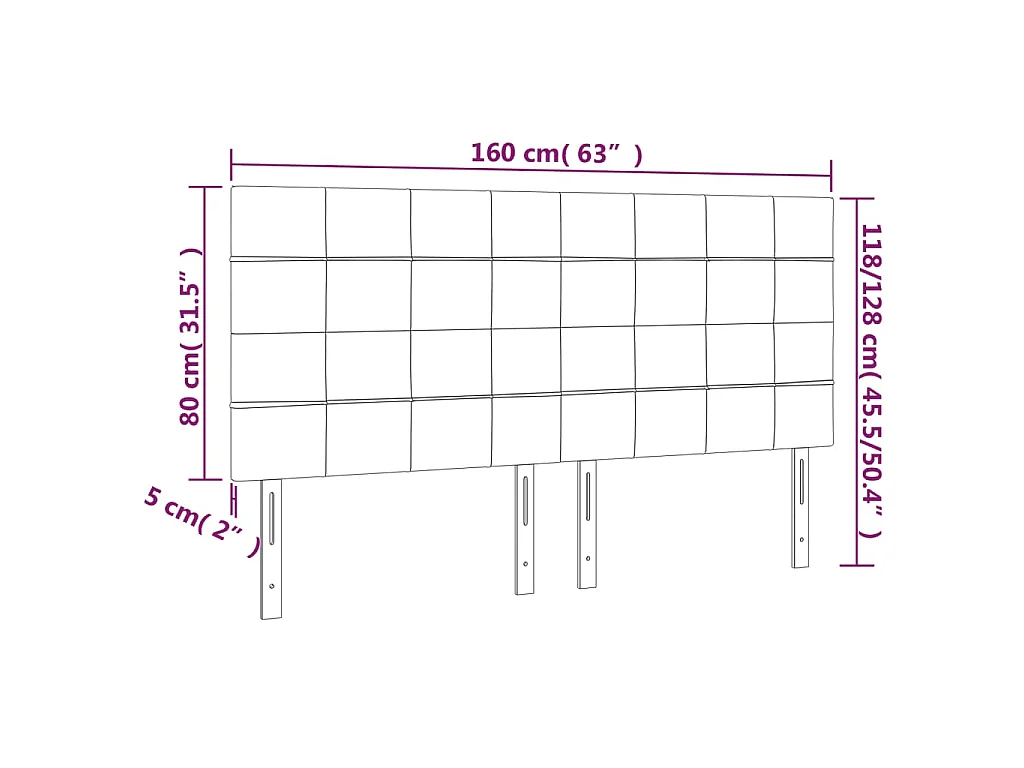 Tête de lit Gris clair 160 x 5 x 118/128 cm Tissu