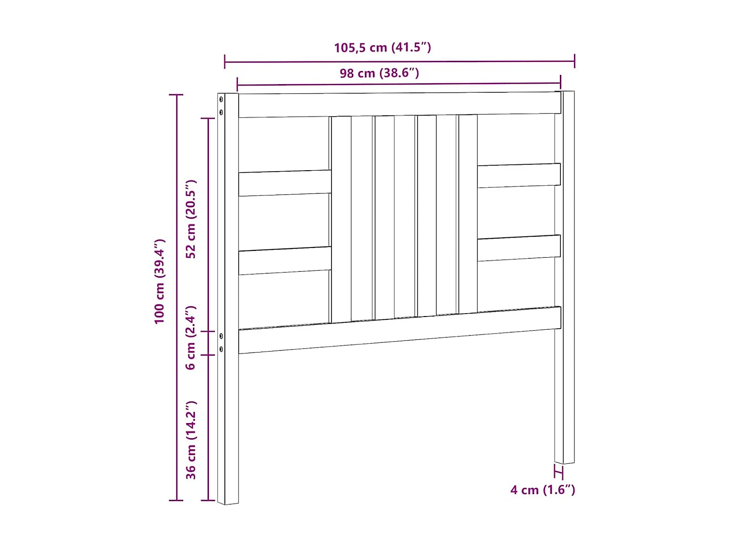 Tête de lit Marron miel 106x4x100 cm Bois massif de pin