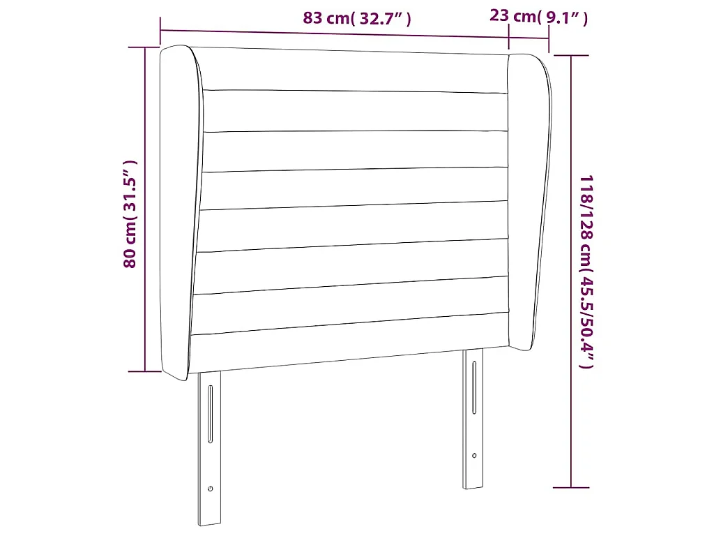 Testiera ad Orecchio Grigio Chiaro 83x23x118/128 cm in Velluto