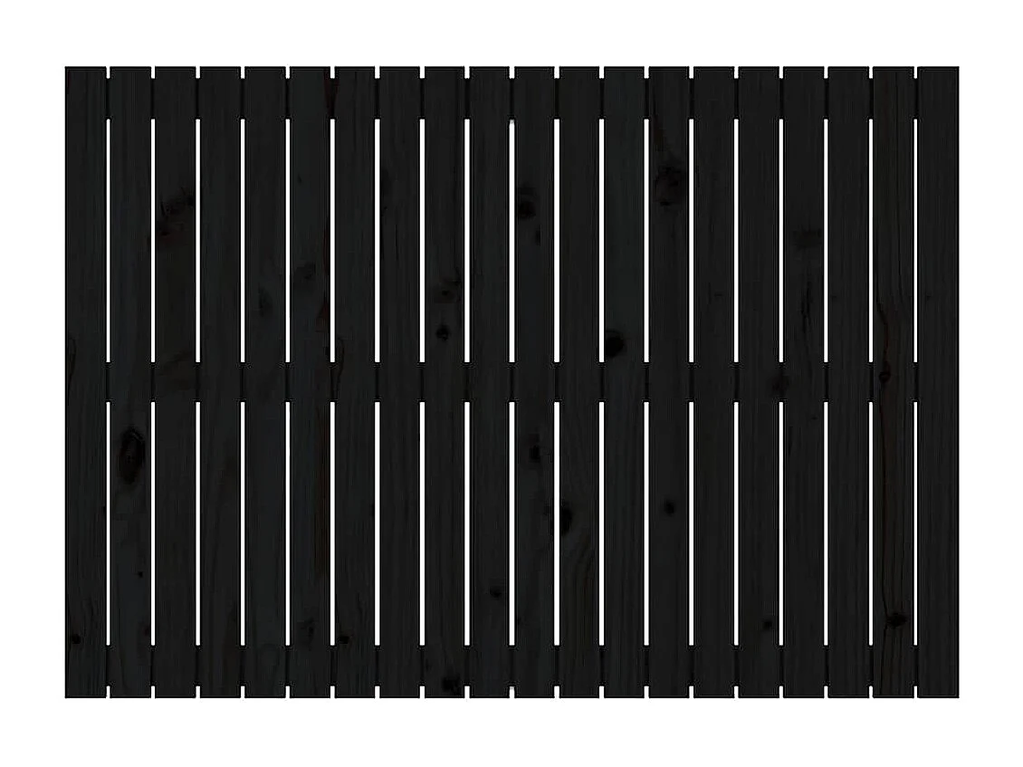 Testiera da Parete Nera 127,5x3x90 cm in Legno Massello di Pino