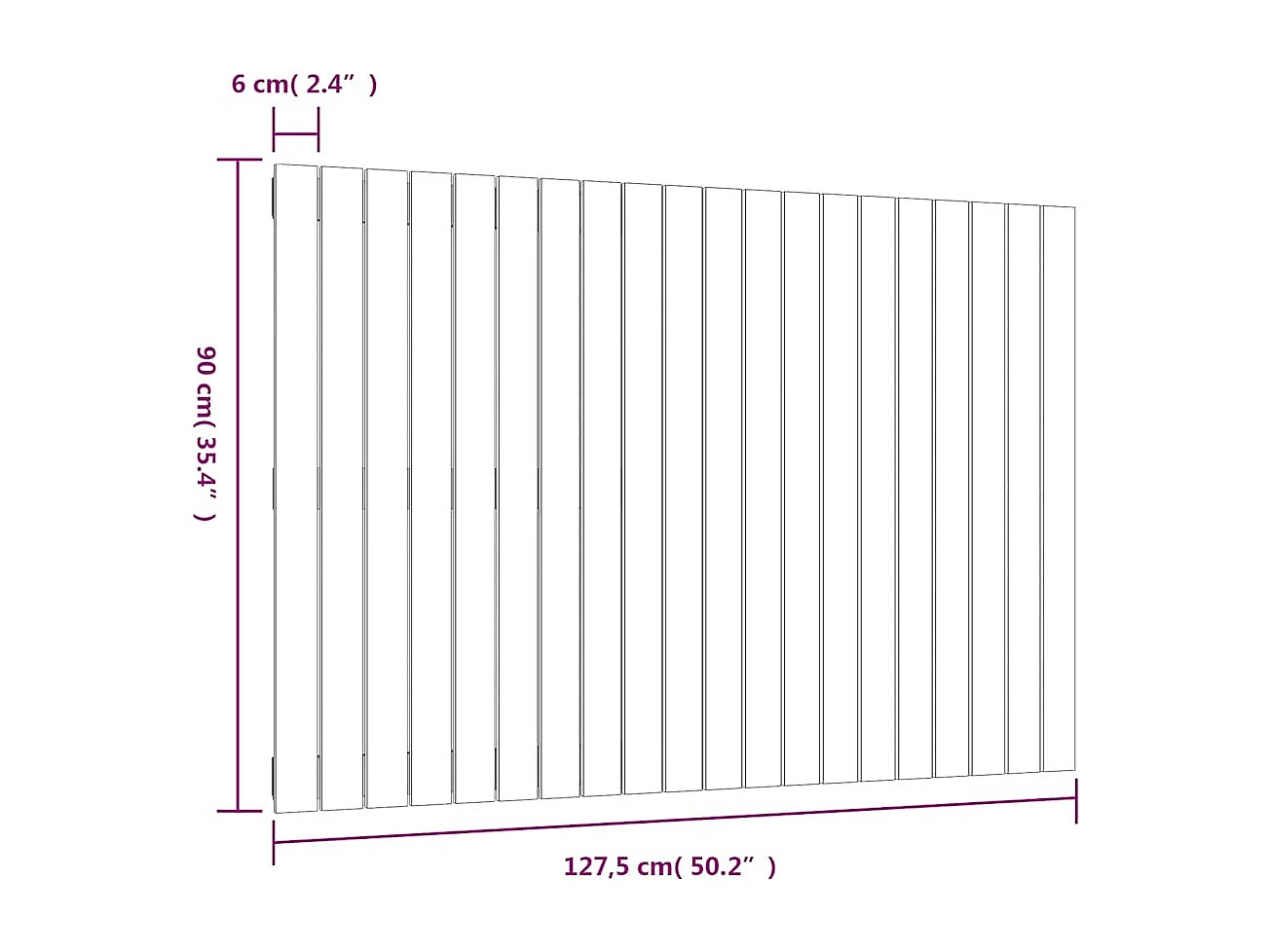 Testiera da Parete Nera 127,5x3x90 cm in Legno Massello di Pino