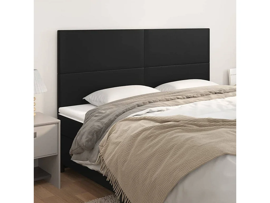 Cabecero de cama negro 180x5x118/128 cm piel sintética
