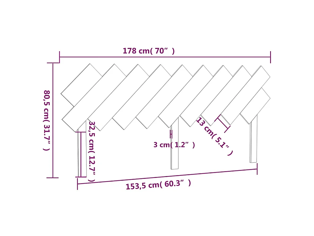 Tête de lit Marron miel 178x3x80,5 cm Bois massif de pin