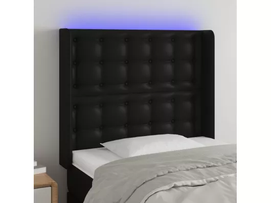 Kauf Unique LED Kopfteil Schwarz 83x16x118/128 cm Kunstleder