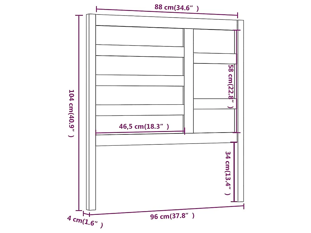 Tête de lit Marron miel 96x4x104 cm Bois massif de pin