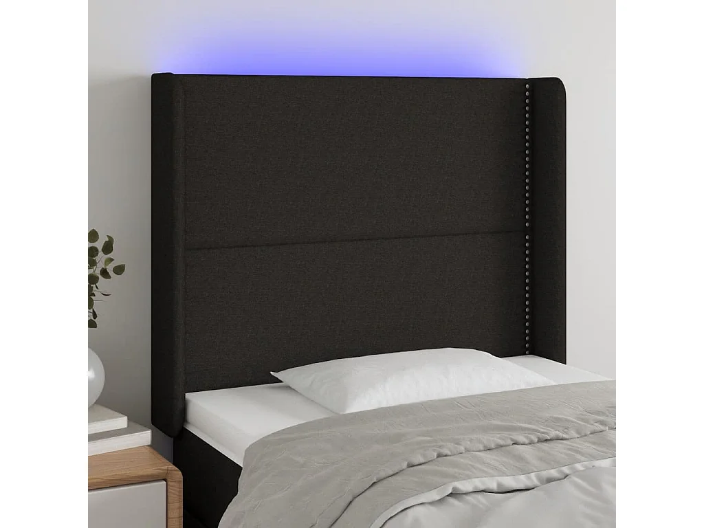 Testiera a LED Nera 103x16x118/128 cm in Tessuto