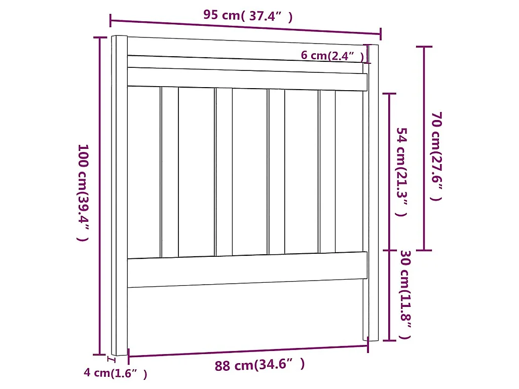 Tête de lit 95x4x100 cm Bois massif de pin