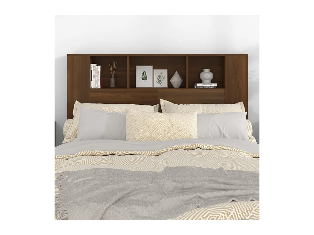 Kopfteil mit Ablagen Braun Eichen-Optik 140x18,5x104,5 cm