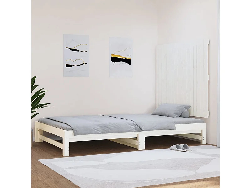 Testiera da Parete Bianca 108x3x90 cm in Legno Massello di Pino