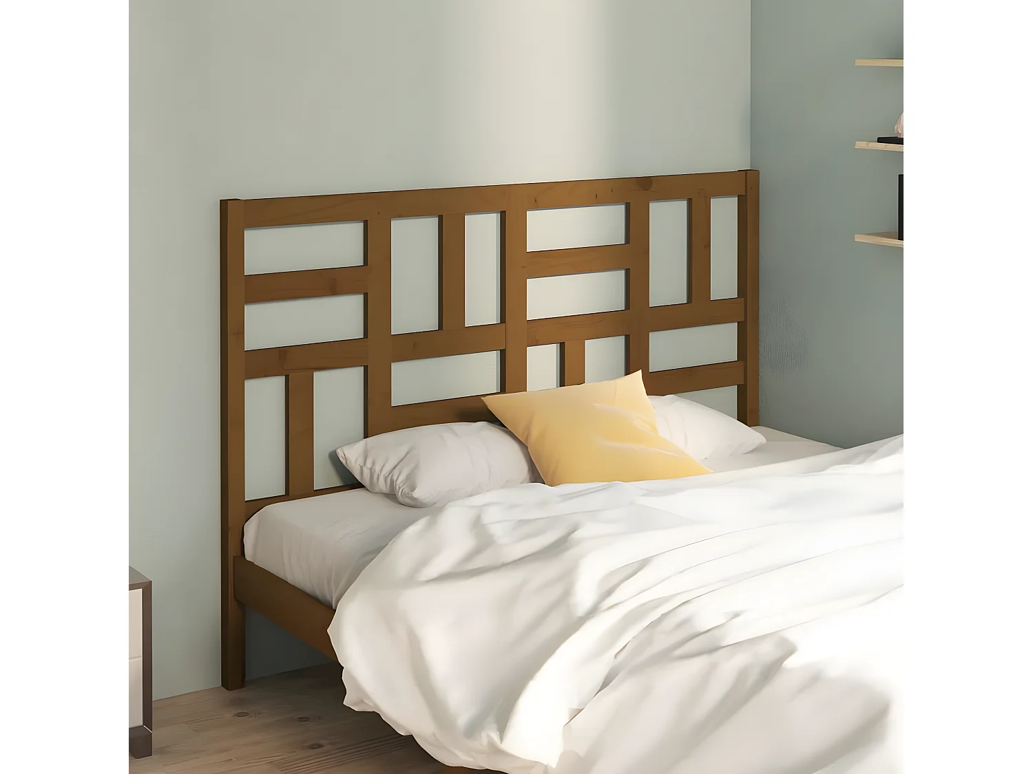 Testiera per Letto ambra 126x4x104 cm in Legno Massello di Pino