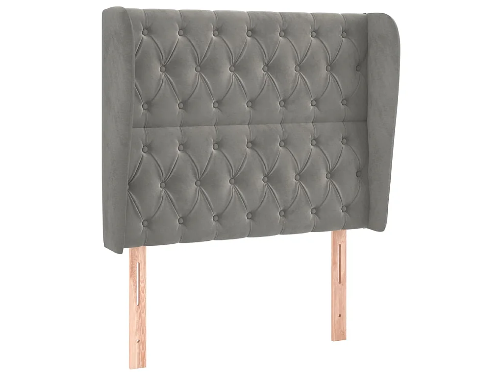 Tête de lit avec oreilles Gris clair 103x23x118/128 cm Velours