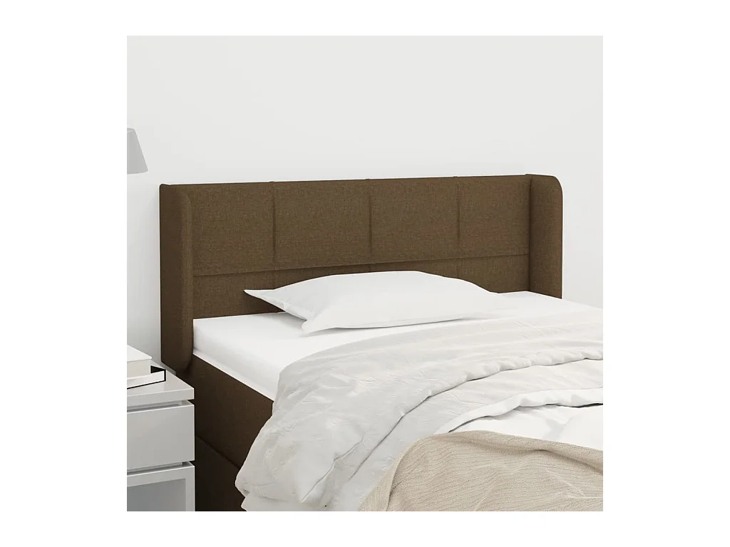 Tête de lit avec oreilles Marron Foncé 103x16x78/88 cm Tissu