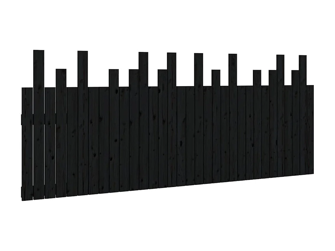 Cabeceira de parede 204x3x80 cm madeira de pinho maciça preto