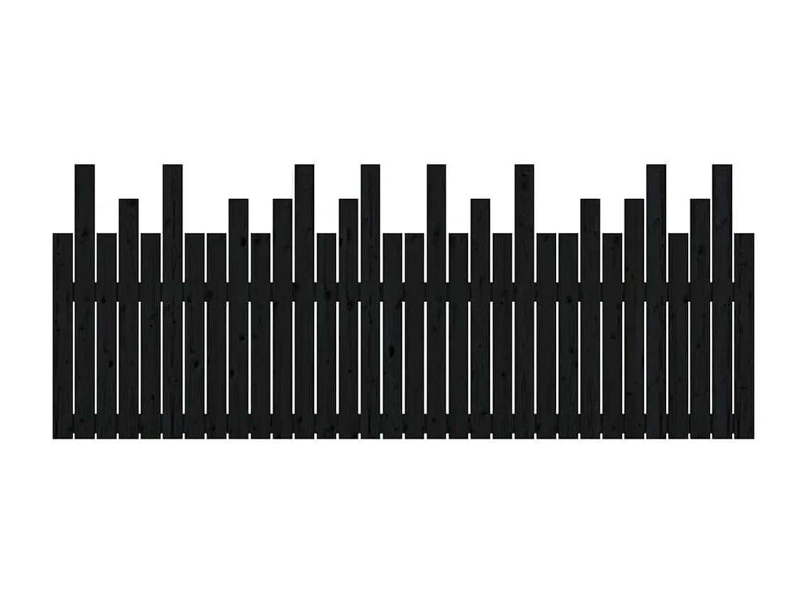 Cabeceira de parede 204x3x80 cm madeira de pinho maciça preto