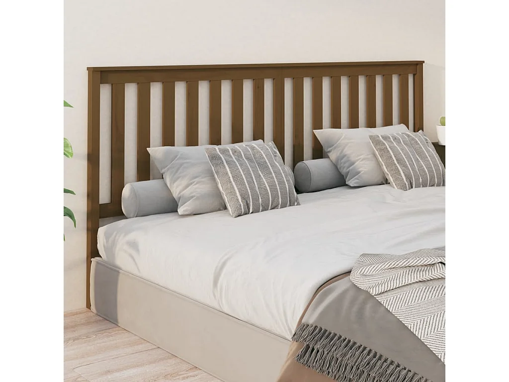 Cabeceira de cama 206x6x101 cm pinho maciço castanho mel
