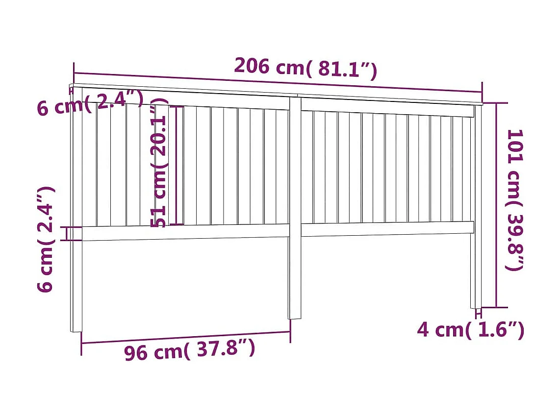 Cabeceira de cama 206x6x101 cm pinho maciço castanho mel