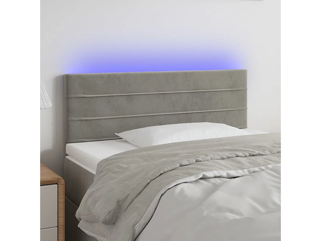 Testiera a LED Grigio Chiaro 90x5x78/88 cm in Similpelle