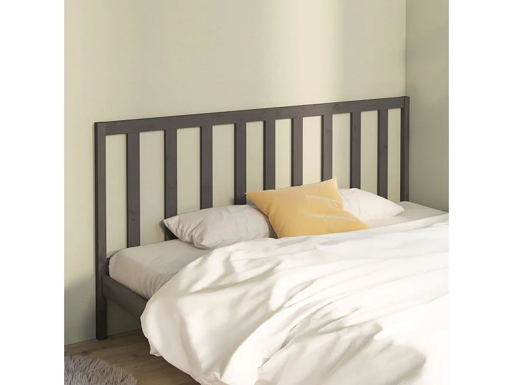 Testiera per Letto Grigia 206x4x100cm in Legno Massello di Pino