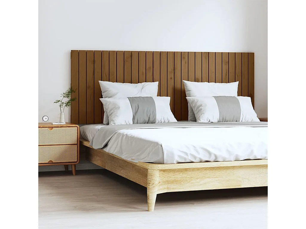 Tête de lit murale Marron miel 166x3x60 cm Bois massif de pin