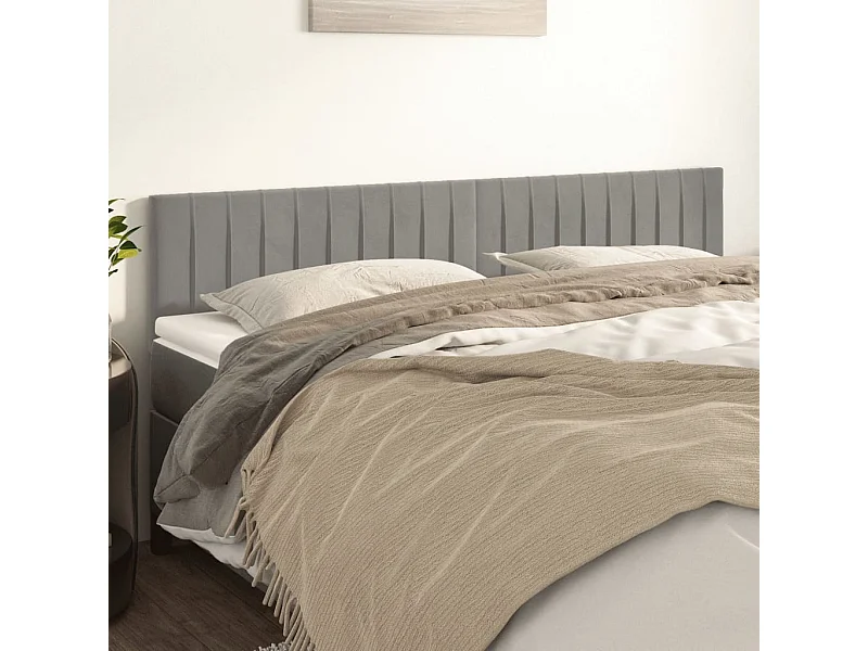 Têtes de lit 2 pcs Gris clair 90x5x78/88 cm Velours